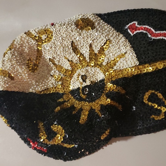 Vintage fully Sequined baseball hat style sun face mystical "Lady Luck" - Picture 2 of 6